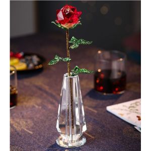 China Crystal Rose Gifts With Vase on sale