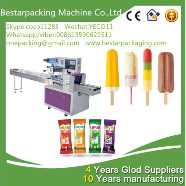 Automatic popsicle packaging machine with feeder , ice lolly wrapping machine