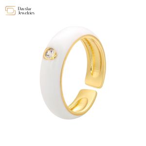 Simple Zircon Chunky Dripping Oil Rings Adjustable Summer Jewelry
