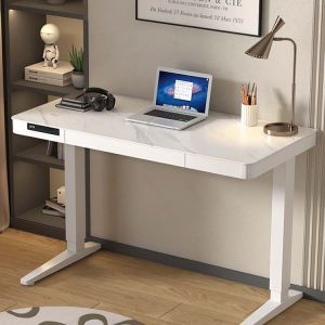 Custom Children White Wooden Marbling Furniture Desk with Electric Height
