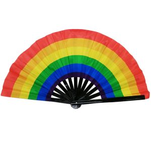 Quality Top Quality Custom Logo Printing Rainbow Fabric Hand Fan for sale