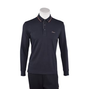 China Green Printing Customized Logo Anti-Pilling Cotton Long Sleeve Polo Shirt for Business on sale