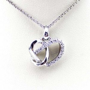 Sterling Silver CZ Diamonds Heart Pendant Women Necklace (P-116)
