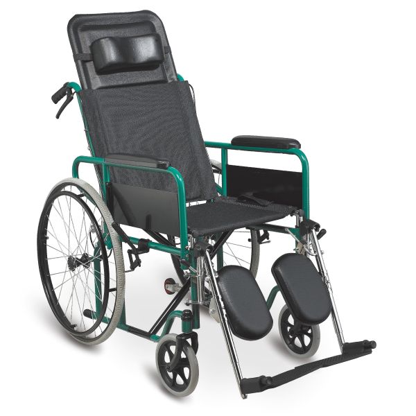 Buy Green Folding Reclining Wheelchair , Steel Frame wheelchair With Powder Coating at wholesale prices