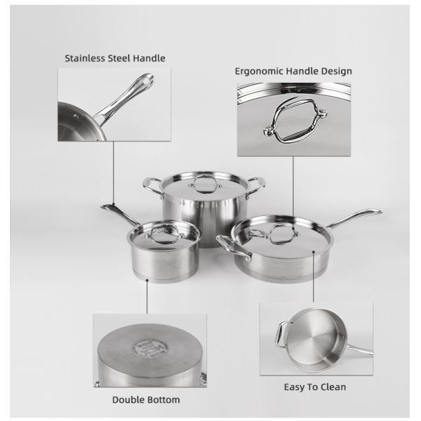 High Quality 304 Stainless Steel Ware 12pcs Cookware Set Cooking Food Pot