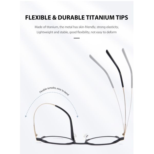 Aluminum Magnesium Titanium Frame Glasses , Custom Lens Round Prescription Glasses