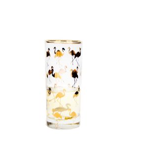 China Golden Flamingo Printed Crystal Highball Glasses For Restaurant on sale