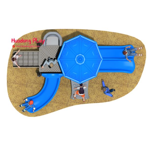 Castle Outlook Outdoor Playground Slides 510*320*390cm Innovative Design