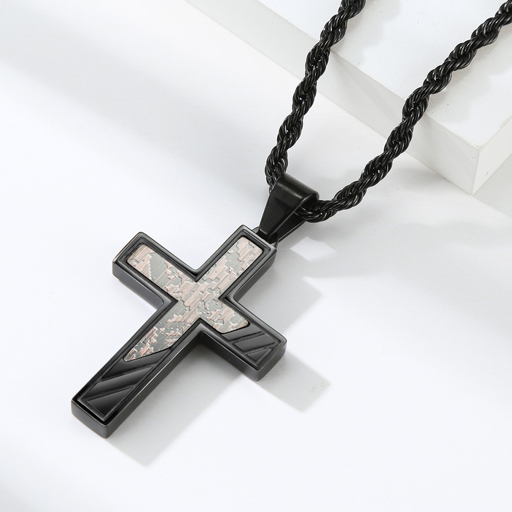 Stainless Steel Cross Pendant Necklace Men's Christian Jewelry for Anniversary Occasion