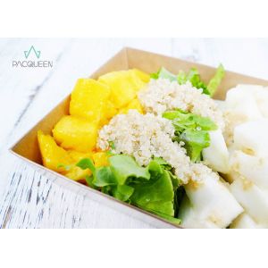 Brown Square Leak Proof Recyclable Take Out Containers Disposable Salad Boxes