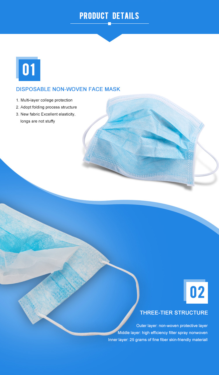 PP Meltblown 3 Ply Disposable Face Mask , 175mm*95mm Surgical Tie On Face Mask