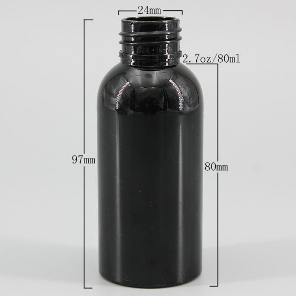 2.7oz/80ml Mini Black PET Bottle With Screw Cap Sprayer, Anti-Light Plastic Bottle , Universal Packaging Bottle