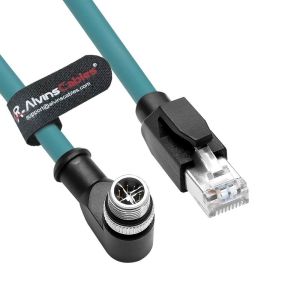 China Alvin's M12 X-Code 8Pin-RJ45 Cat6a 8m RT Angle Green for Cognex/Keyence on sale