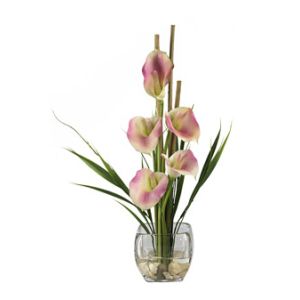 Quality Calla Lilly Liquid Illusion Silk Flower Arrangement, Pink for sale