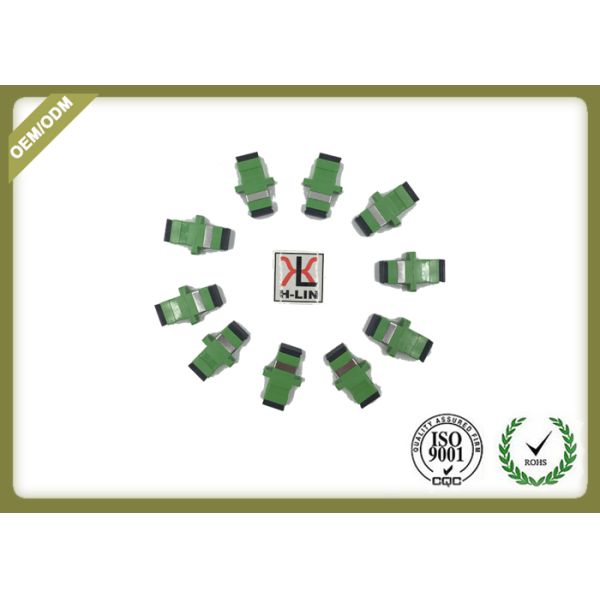 Green Color SC APC Plastic Fiber Optic Adapter Coupler With Ceramic Sleeve