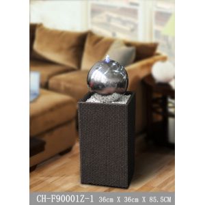 34 Inch Contemporary Lighted Stainless Steel Ball Water Feature