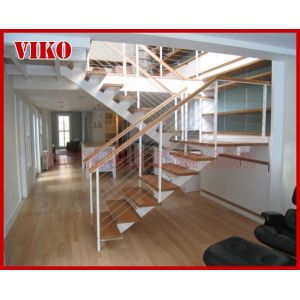 Steel Cable Stair VK71SC Aluminum Baluster Treed BeechGlass Handrail 304