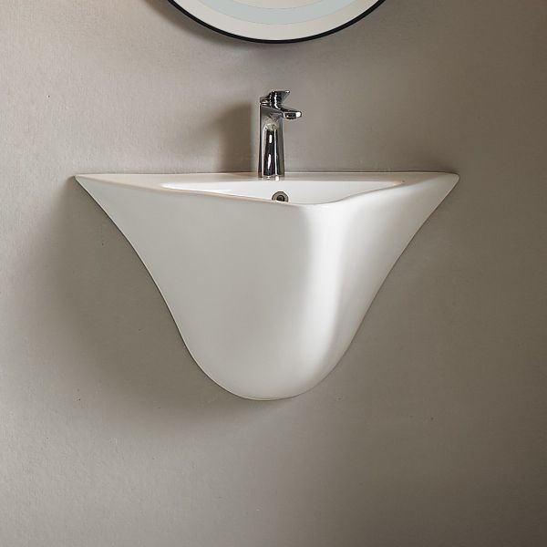 Buy Modern Ceramic Bathroom Basin Wall Mounted Seamless One Piece at wholesale prices