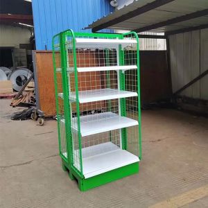 Factory Custom Green Double Sided Mesh Back Shelving Mesh Gondola Shelving with