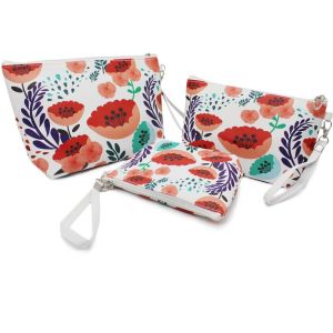 3 PCS cosmetic bag waterproof cosmetic bag large capacity pu leather, Bathroom,