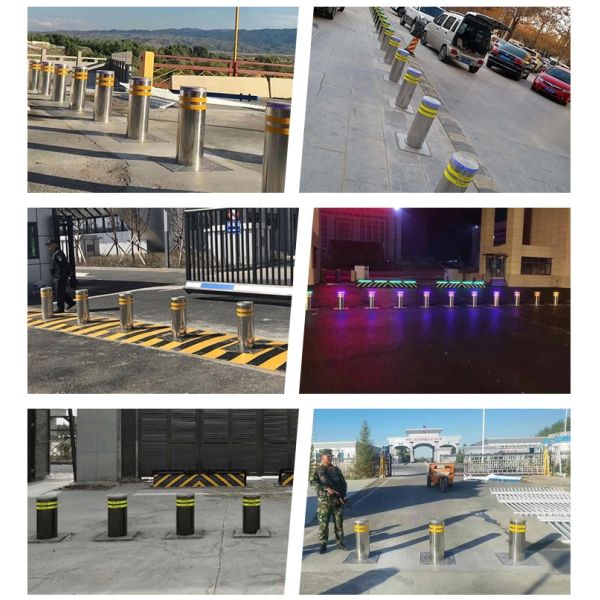 SS304 Material Automatic Rising Bollards with 80T Loading and LED Light for Enhanced Security