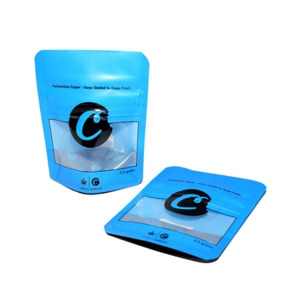 3.5 grams cookies smell proof stand up mylar zipper weed packaging bag