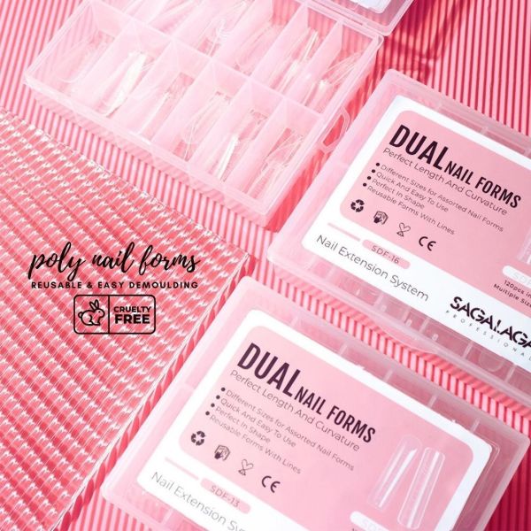Buy Full Cover Dual Form Mold Tips Nail Extension with Private Label Poly Acrylic Nail Polish Gel and MSDS Certification at wholesale prices