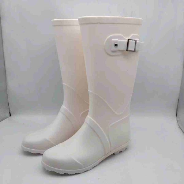 Ladies Pvc Tall Garden Boots Waterproof Rain Boots With Solid Pvc Upper Buckled Trims