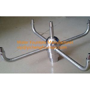 Stainless Steel Rotating Water Fountain Nozzle Heads With 4 Arms Spraying 5pcs Outlets