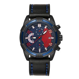 48mm Leather Strap Customized Military Quartz Watch Multi Function Hardy