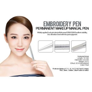 China Aluminum Alloy Permanent Makeup Eyebrow Tattoo Pen Light Silver Pen on sale