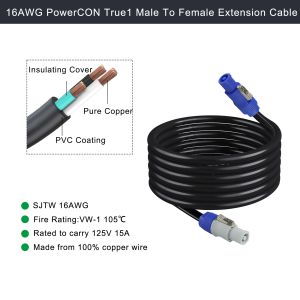 NAC3FCA to NAC3FCB 20A PowerCon Cable True1 Male to Female