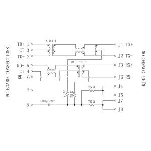 J3026G01DNLT | LPJ3026BBNL Magnetic Surface Rj45 10/100Base-T Shielded w/LEDs
