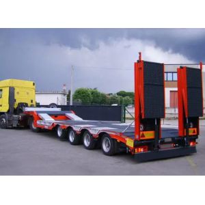 Quality 60-100 Ton Lowboy Semi Trailer Bulldozer Cargo Transporting Retractable Low Profile Semi Trailer for sale