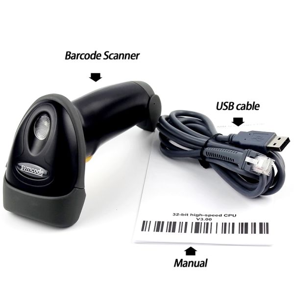 Automatic Wired Handheld Barcode Scanner Reader Dimension 150mm * 50mm * 65mm