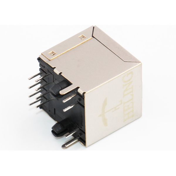 Buy Gold Plating Contact Terminal Shielded SMT RJ45 Connector R / A 50 U" Single Port at wholesale prices