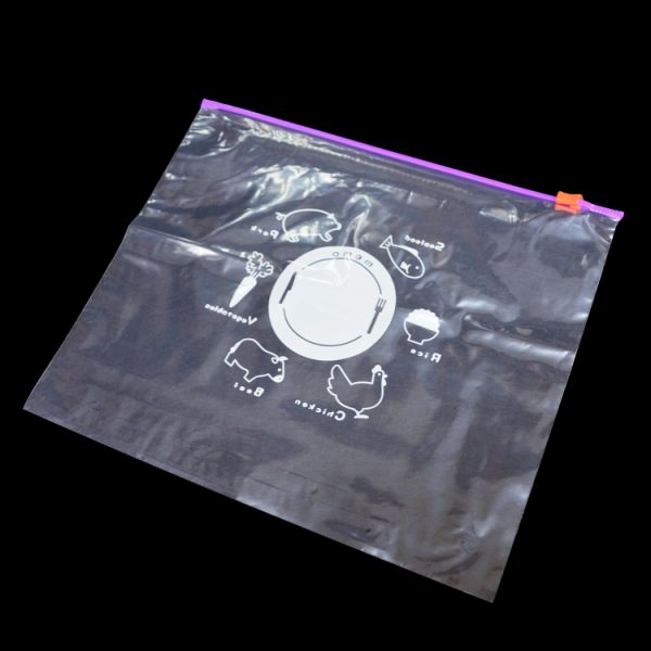 slider zipper bag with white printing for food storage, Shopping / Food / Snacks / Vegetables / Coffee / Gifts / Clothes