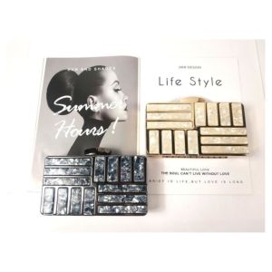 Grey Metal Rectangle Purse Frame With Chain Loops