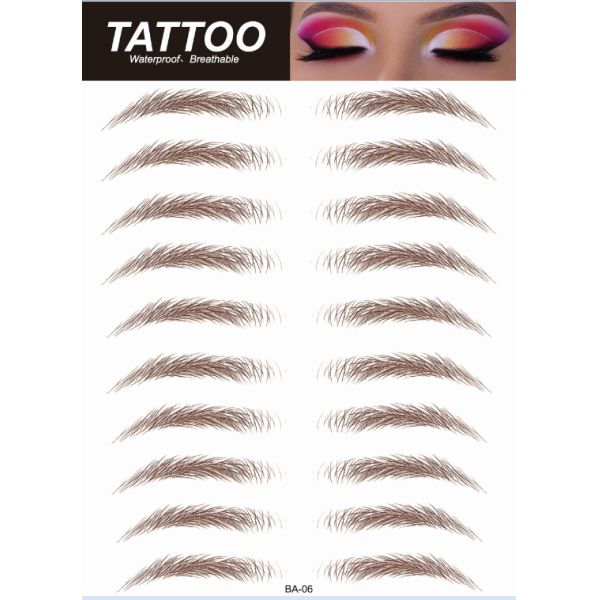 Custom 6D Waterproof Immerse-in-Water Embroidery Temporary Fashionable Natural Simulation Eyebrow Tattoo Stickers Paper for Face