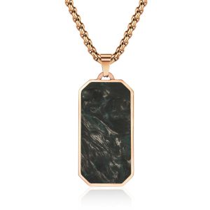 Gold Jewelry Forged Carbon Fiber Pendant Mens Link Chain Necklace For Anniversar