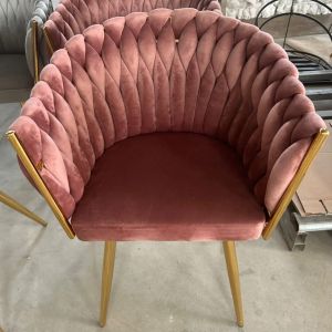 Modern Velvet Upholstered Dining Chair with Gold Metal Legs
