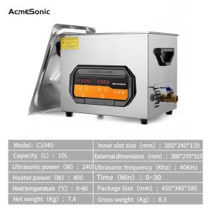 DPF Digital Ultrasonic Cleaner 10L 240W For Industrial Medical