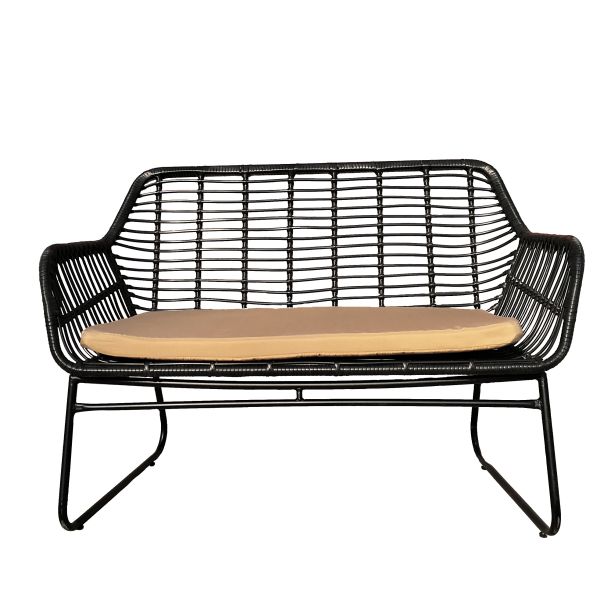 CE BSCI Black Steel Plating PE Rattan Outdoor Woven Coffee Table Chair Sofa