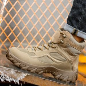 Suede Safety Boots With Kevlar Midsole And Rubber Sole