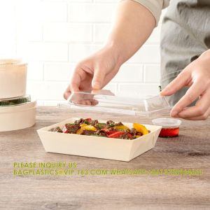 20 Oz Short Flare Wooden Containers - Containers Sold Separately, Clear Plastic