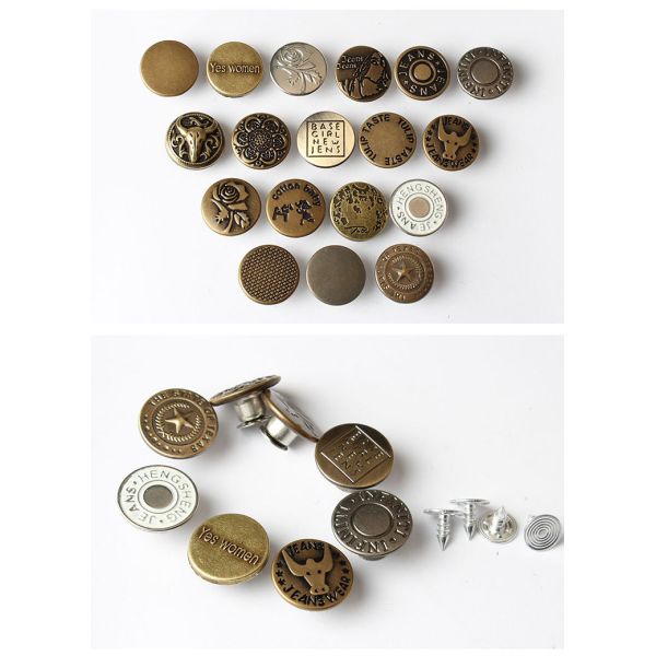 Manufacturer Wholesale Classic antique brass metal Jeans button for jeans