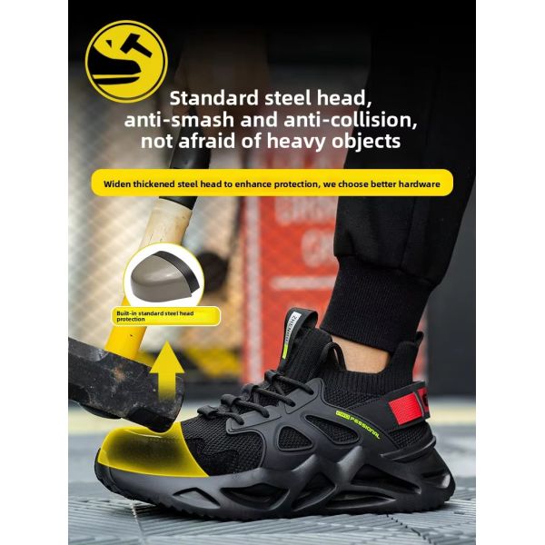 Comfortable And Durable Anti-Smashing EVA Sole Safety Shoes With Flying Knit Upper