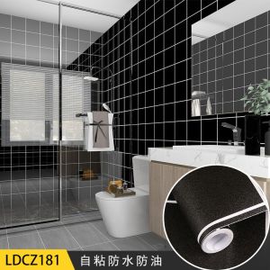 Washable pvc wallpaper bathroom decoration wall covering 3d adhesive wallpaper