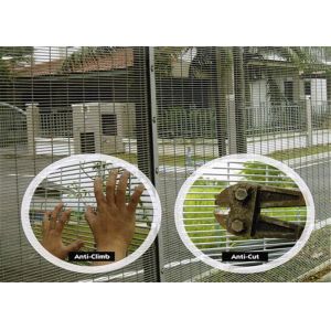 Green PVC Coated 358 Security Fencing Anti Climb Rectangle Hole For Villa