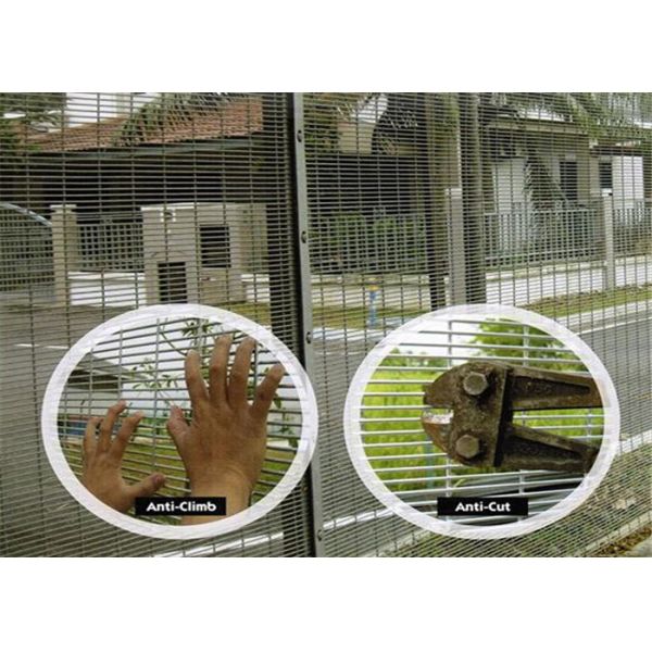 Green PVC Coated 358 Security Fencing Anti Climb Rectangle Hole For Villa